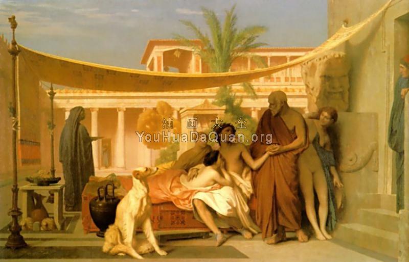 Socrates seeking Alcibiades in the House of Aspasia - 让·莱昂·杰罗姆